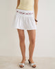 Image of Becita Mini Skirt in Poplin White with Cherry Blossom Embroidery