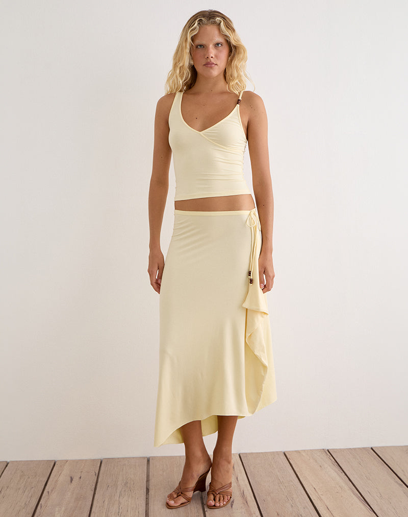 Image of Phemia Maxi Skirt with Beads in Jersey Lemon