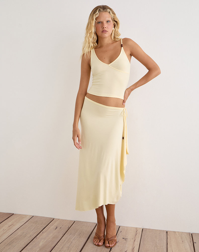 Image of Fara Top with Beads in Jersey Lemon