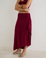 Image of Phemia Maxi Skirt with Beads in Jersey Burgundy