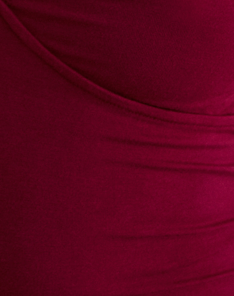Image of Fara Top with Beads in Jersey Burgundy
