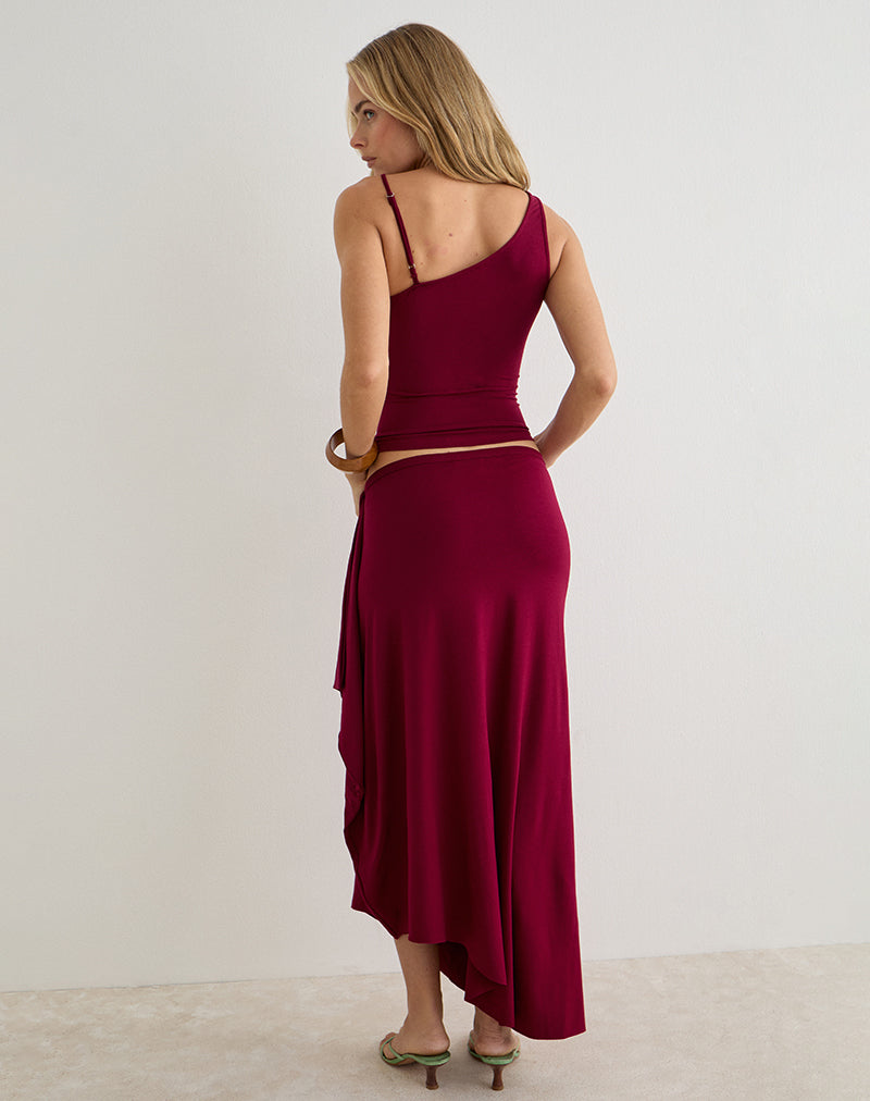 Image of Phemia Maxi Skirt with Beads in Jersey Burgundy