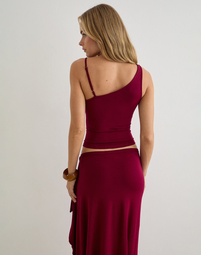 Image of Fara Top with Beads in Jersey Burgundy