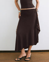 Image of Phemia Maxi Skirt with Beads in Jersey Chocolate Brown