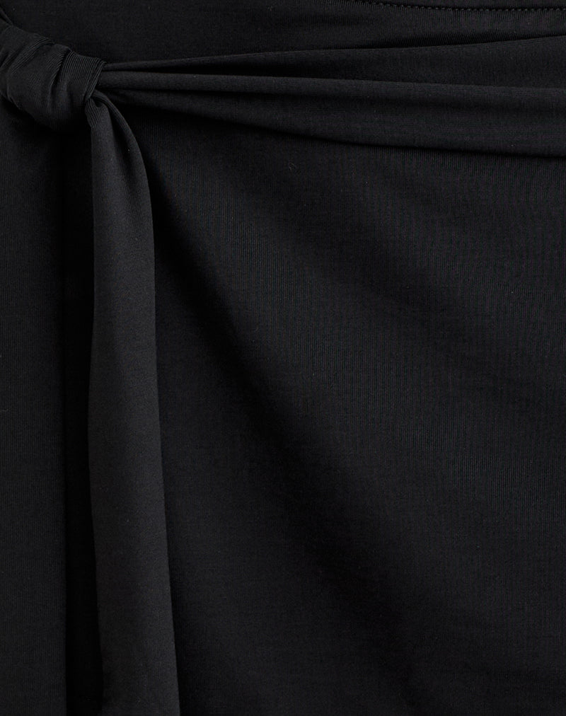Image of Grecia Tie Mini Skirt in Cupro Black
