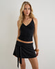 Image of Grecia Tie Mini Skirt in Cupro Black