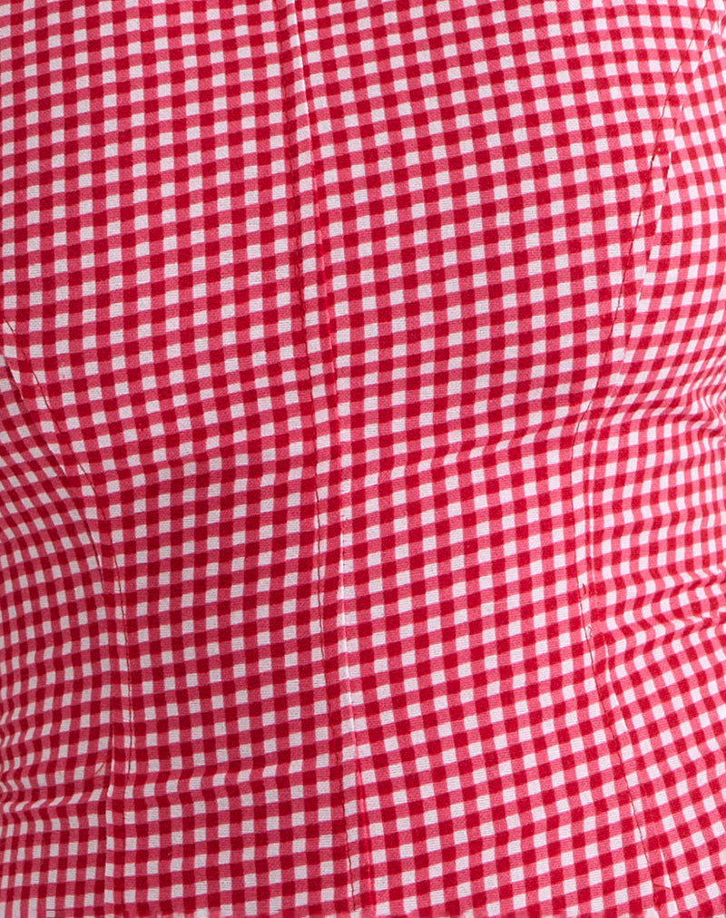 Image of Felia Tie Back Top in Red Gingham