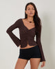 Image of Flonne Ruched Top in Stretch Broderie Brown