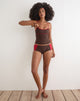 Image of Avilina Swim Short in Brown with Red Binding