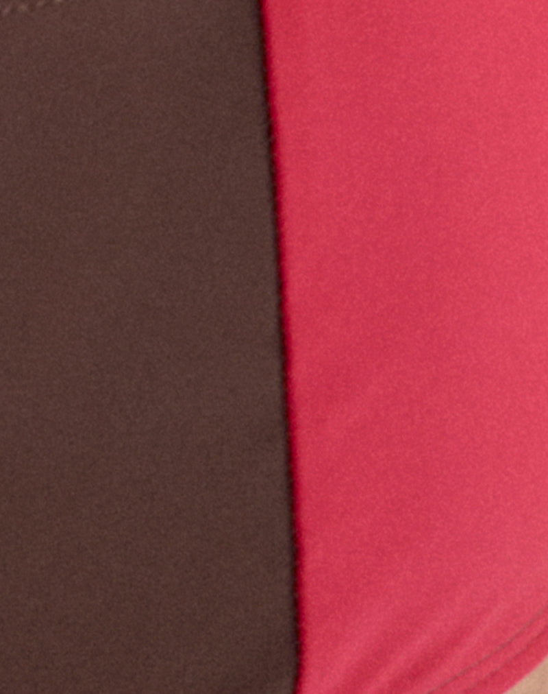 Image of Avilina Swim Short in Brown with Red Binding