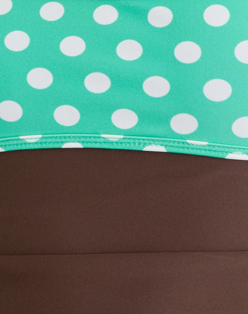 Image of Fraba Tankini in Brown with Medium Polka Green