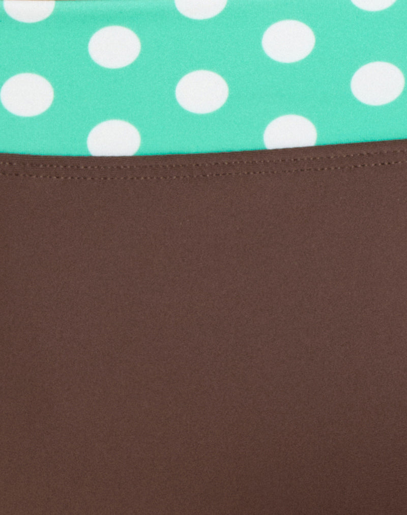 Image of Rhaena Swim Short in Brown with Medium Polka Green