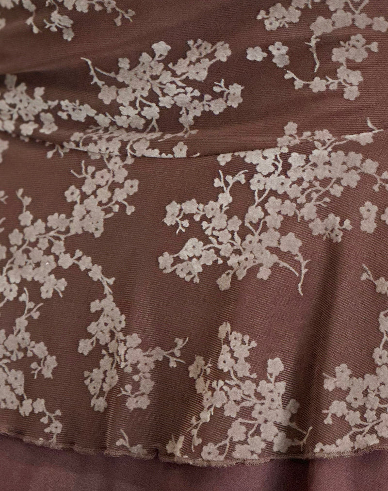 Image of Friska Mini Skirt in Floral Blooming Vines Brown