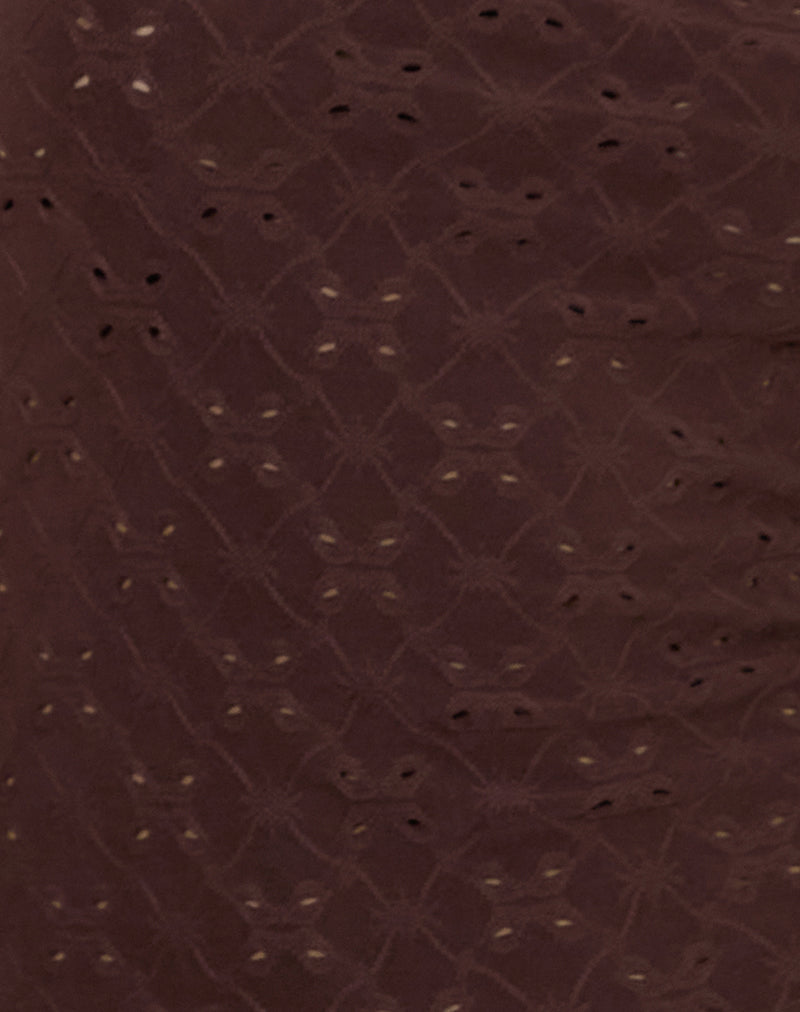 Image of Fukama Sleeveless Top in Stretch Broderie Brown