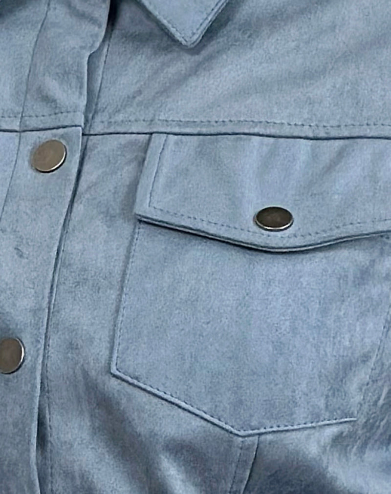 Image of Fyodora Jacket in Suede Dusty Blue