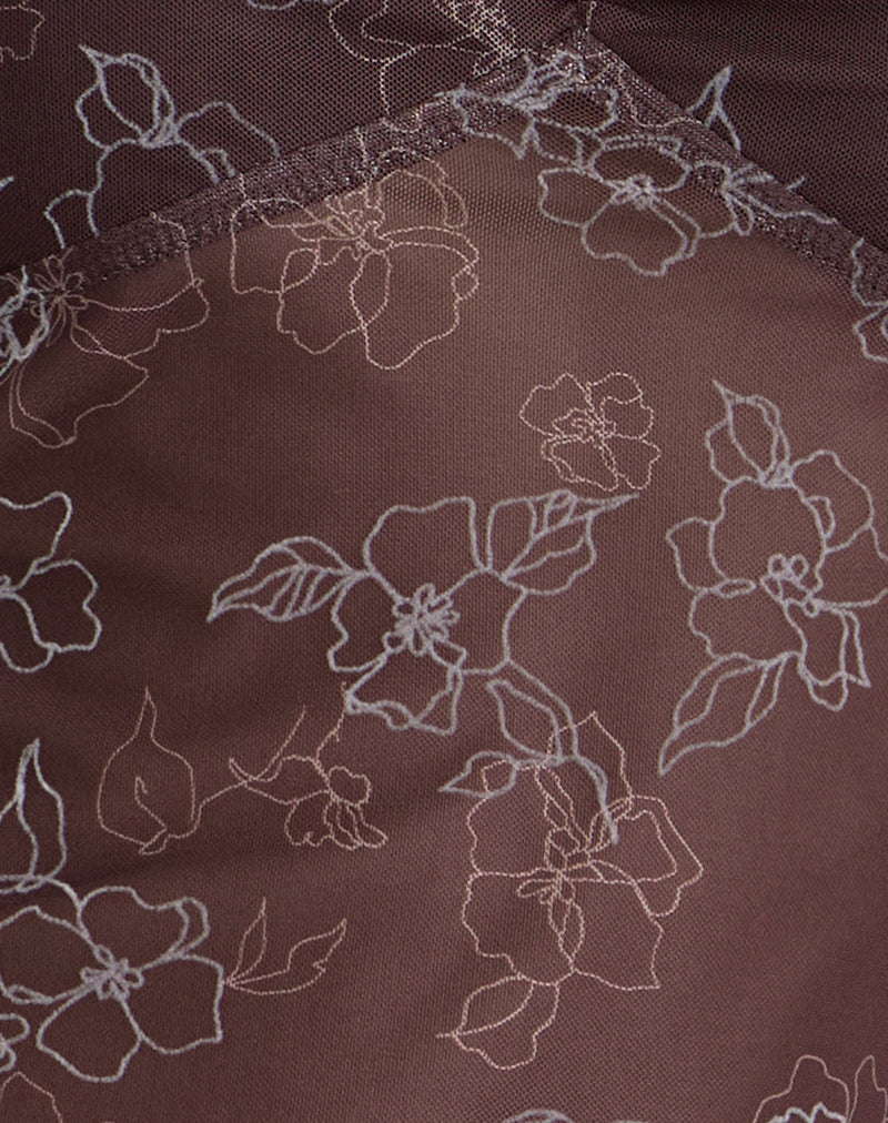 Image of Fierza Cami Top in Doodle Flower Flock Brown