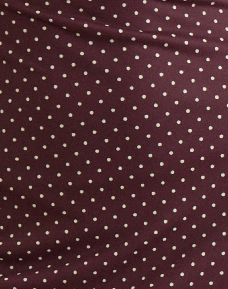 Image of Gabriela Midi Dress in Brown with Micro Polka Print