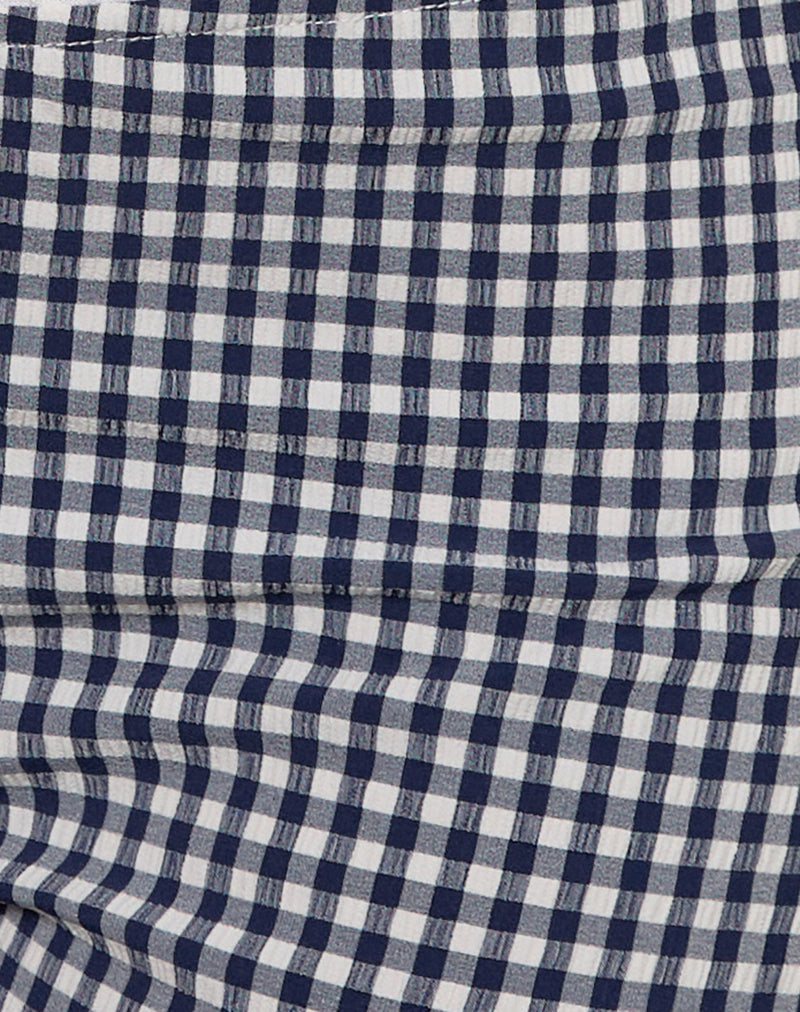 Image of Tuka Capri Trousers in Seersucker Gingham Navy