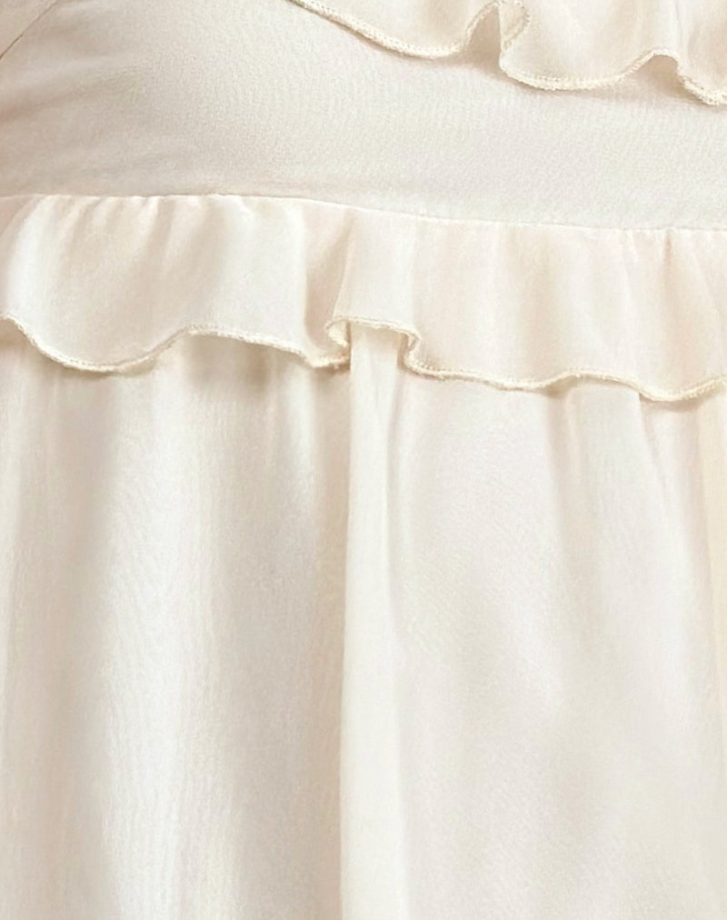 Image of Garistha Babydoll Puffball Mini Dress in Cream