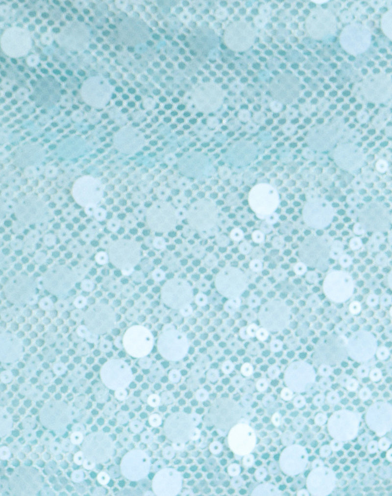 Image of Gasenda Mini Skirt in Net Sequin Blue with Beaded Hem