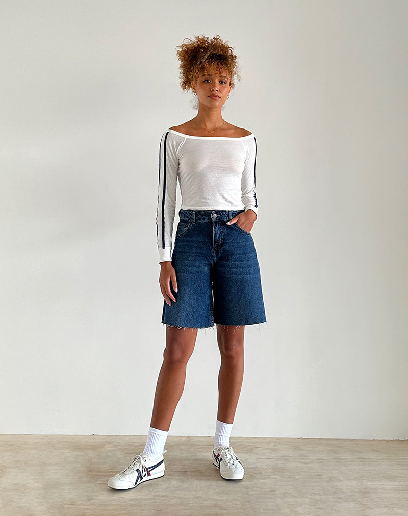 Image of Gavya Long Sleeve Top in Off White with Navy Stripe