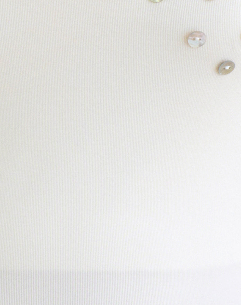 Image of Gelita Vest with Pearl Buttons in White Eco Lyocell
