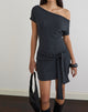 Image of Genya Mini Dress in Oblique Stripe Ocean Storm