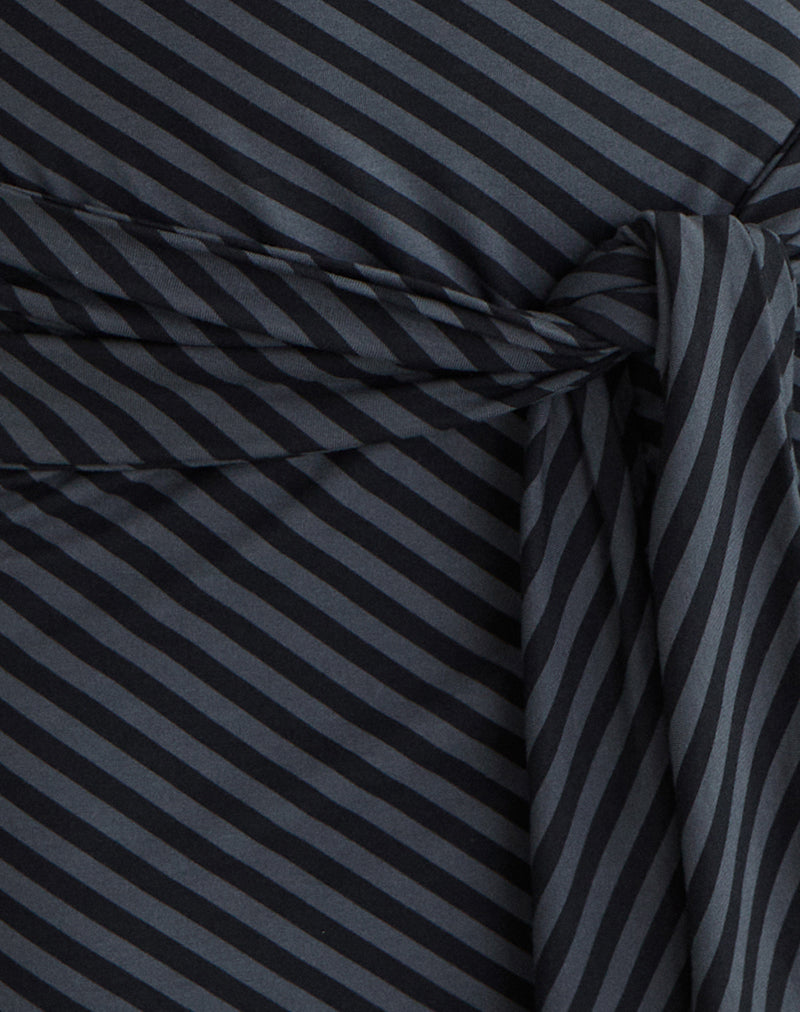 Image of Genya Mini Dress in Oblique Stripe Ocean Storm