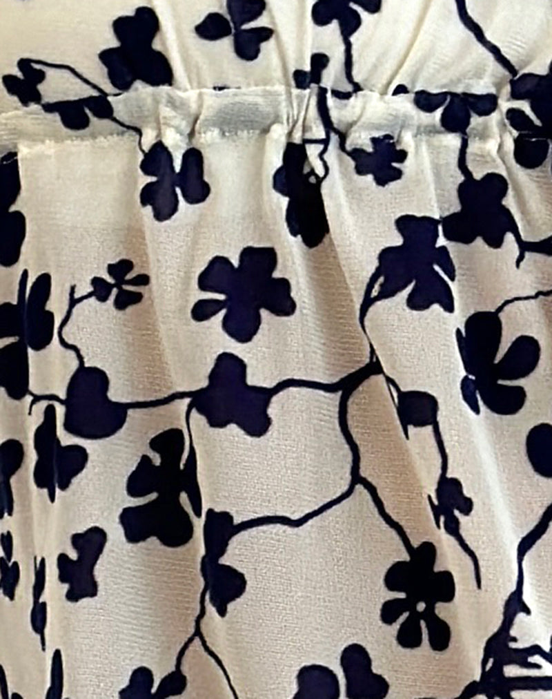Image of Gerbera Long Sleeve Top in Grunge Floral Flock Cream