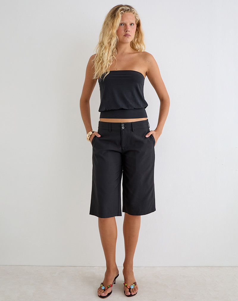 Image of Geza Longline Short in Tailoring Black