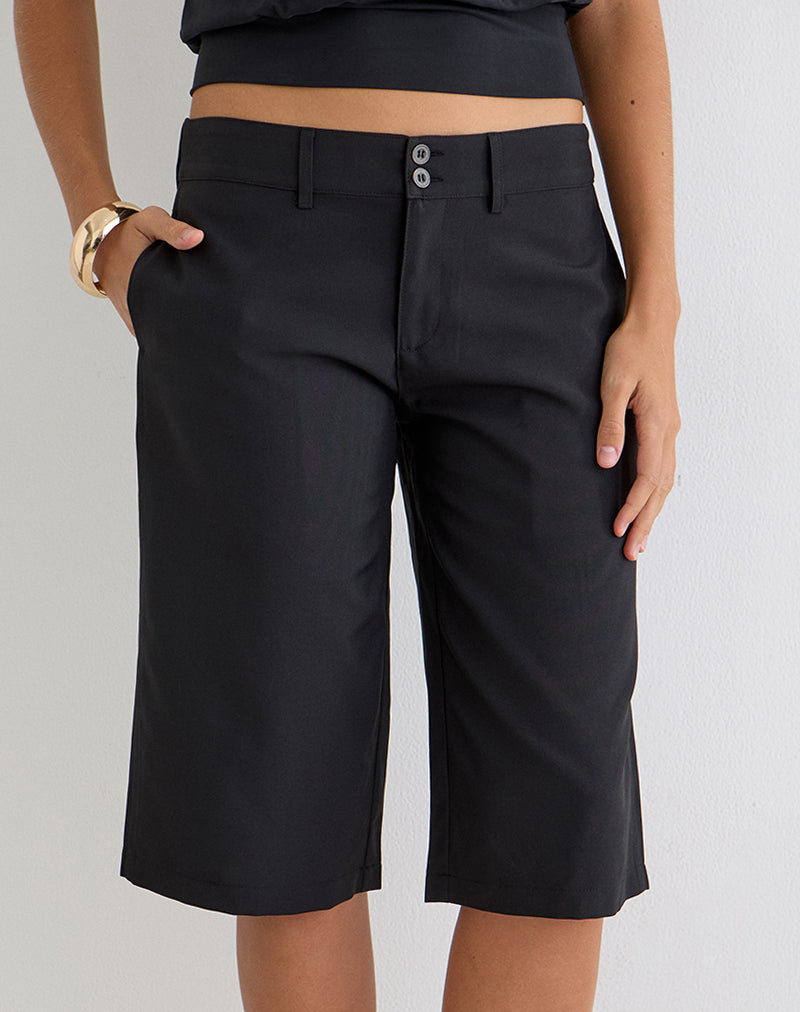 Image of Geza Longline Short in Tailoring Black