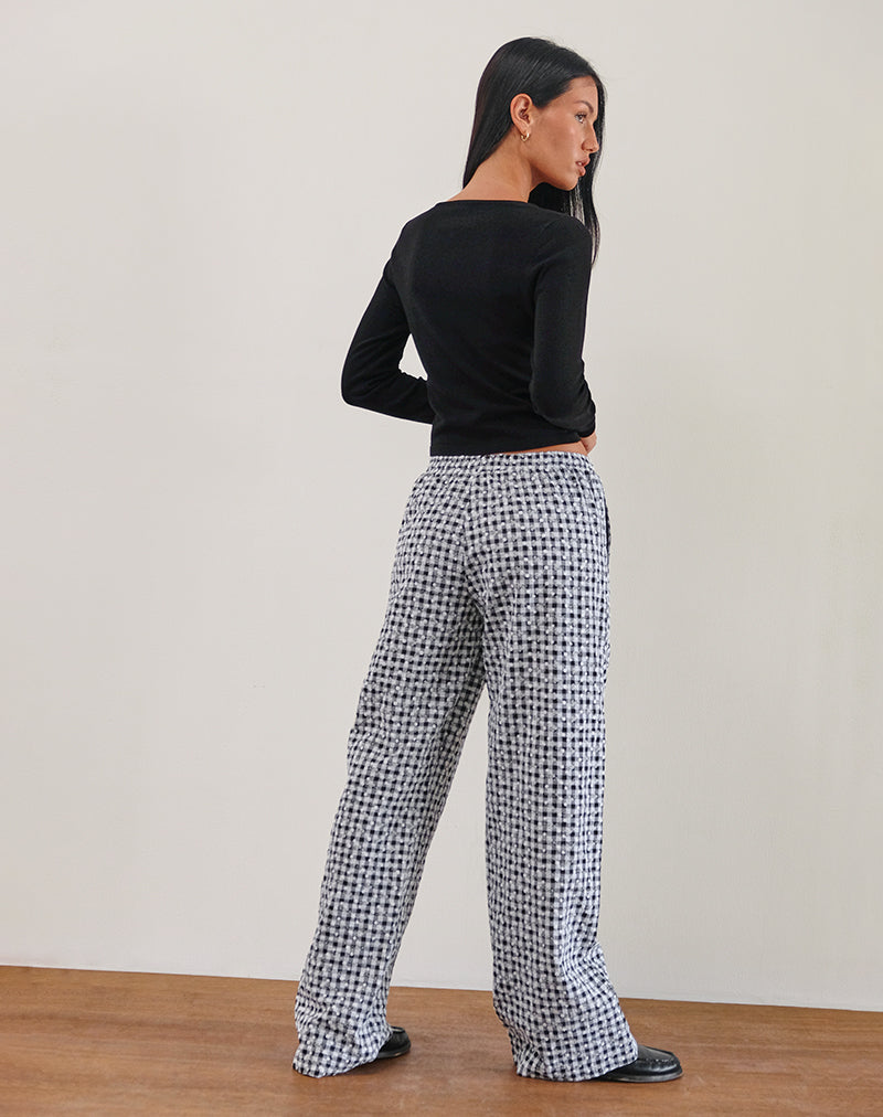 Image of Wasic Wide Leg Trouser in Floral Gingham Black