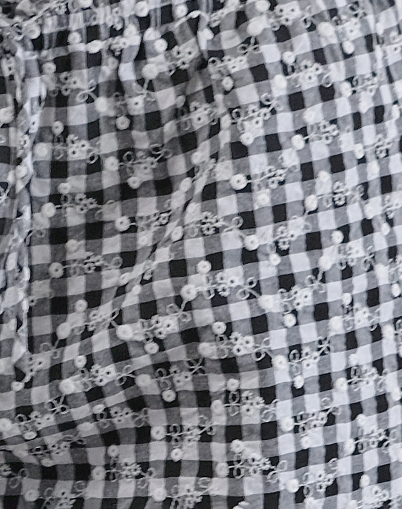 Image of Wasic Wide Leg Trouser in Floral Gingham Black