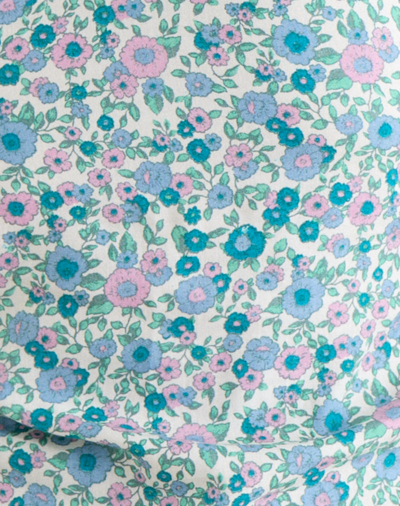 Image of Giulia Knot Halterneck Top in Flower Power Blue