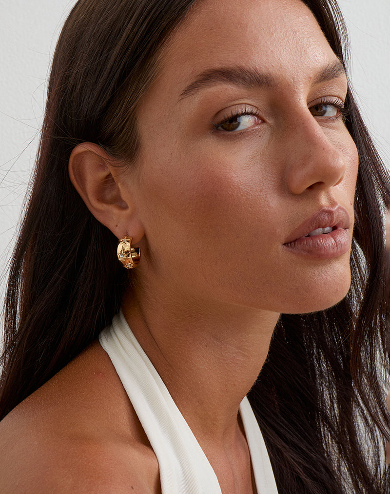 Image of Gold Crystal Hoop Earrings