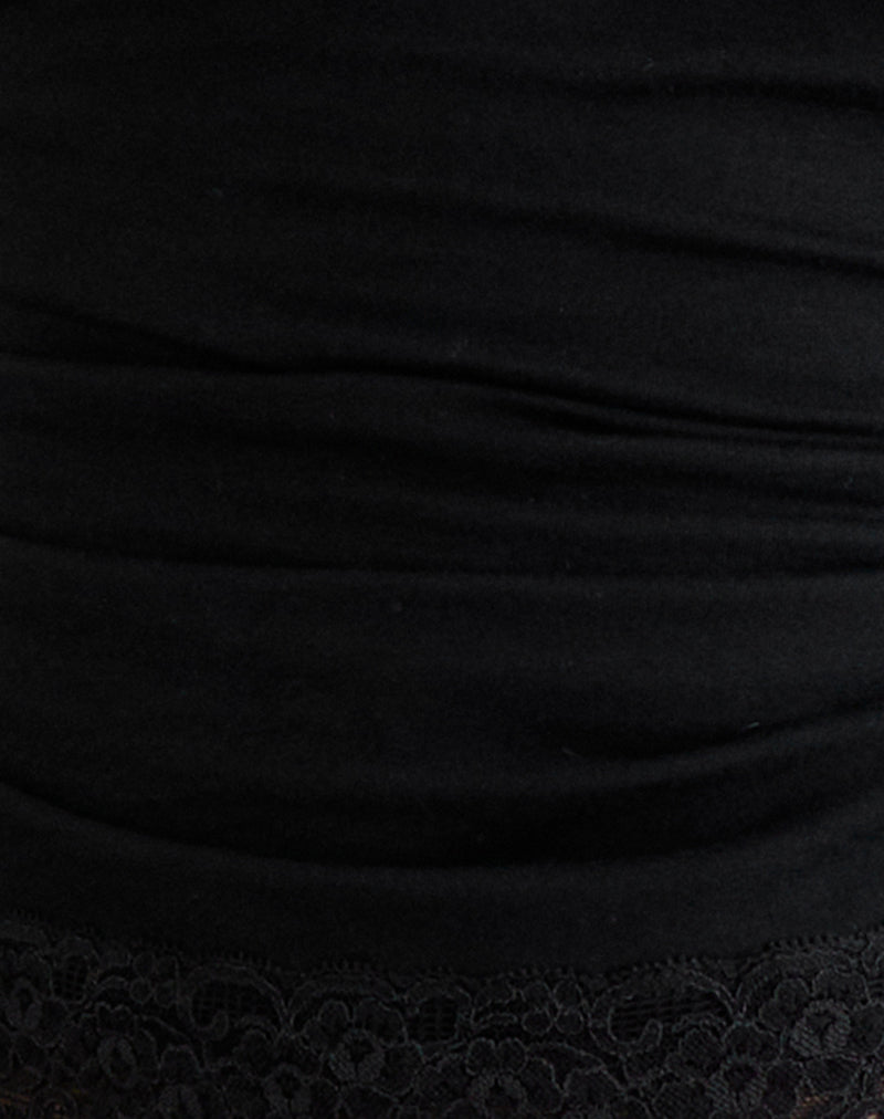 Image of Gomira Long Sleeve Top in Black with Lace Trim