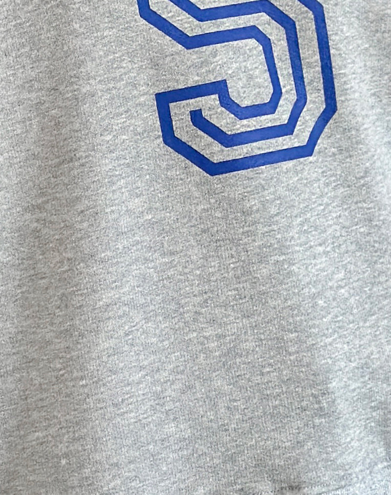 Image of Govel Sweatshirt in Grey Marl with Cobalt Blue 5 Motif