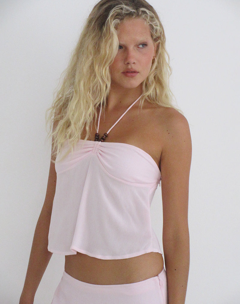 Image of Grain Top in Crinkle Light Pink with Beads