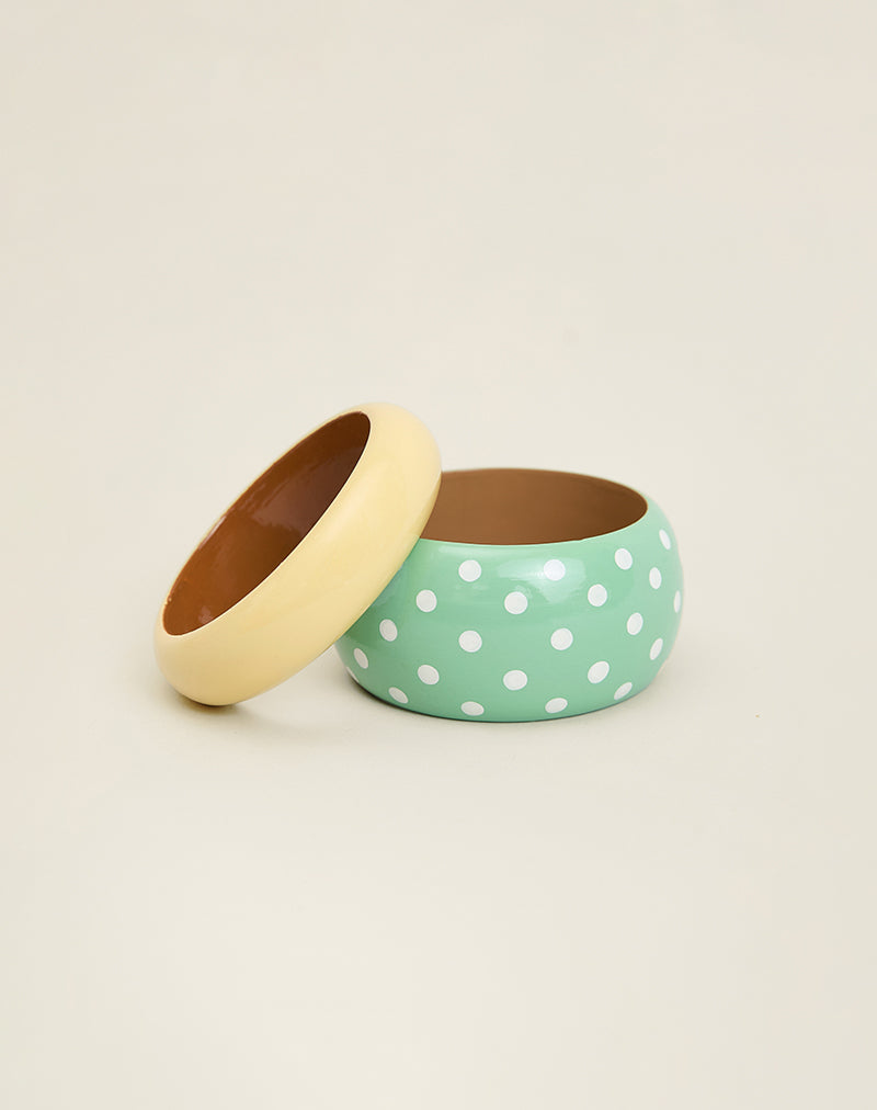 Image of Green Polka Dot Bangle and Yellow Bangle Set