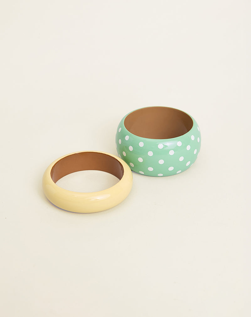 Image of Green Polka Dot Bangle and Yellow Bangle Set