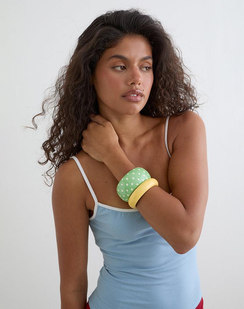 Image of Green Polka Dot Bangle and Yellow Bangle Set