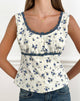 Image of Gronini Top in Ditsy Leaf Rose Navy