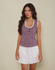 Image of Gronita Blouse in Mini Gingham Wine with White Lace