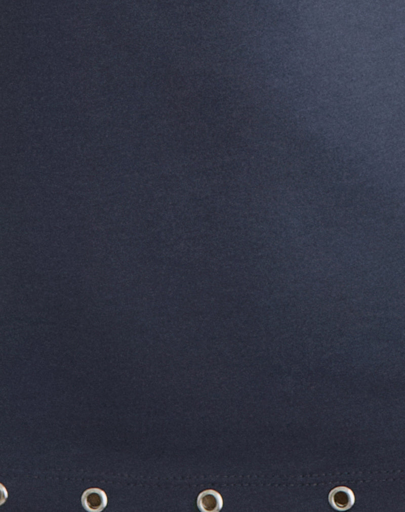 Image of Gyomei Wrap Top in Jersey Ocean Storm with Eyelets