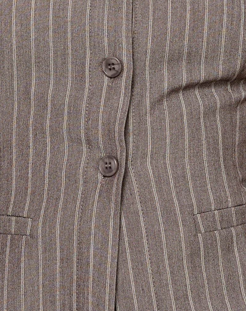 Image of Ganita Vest in Pinstripe Brown