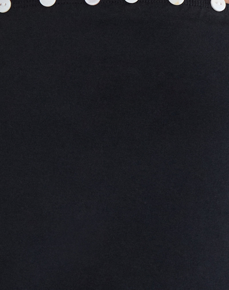 Image of Hagar Top in Black with Pearl Button Trim