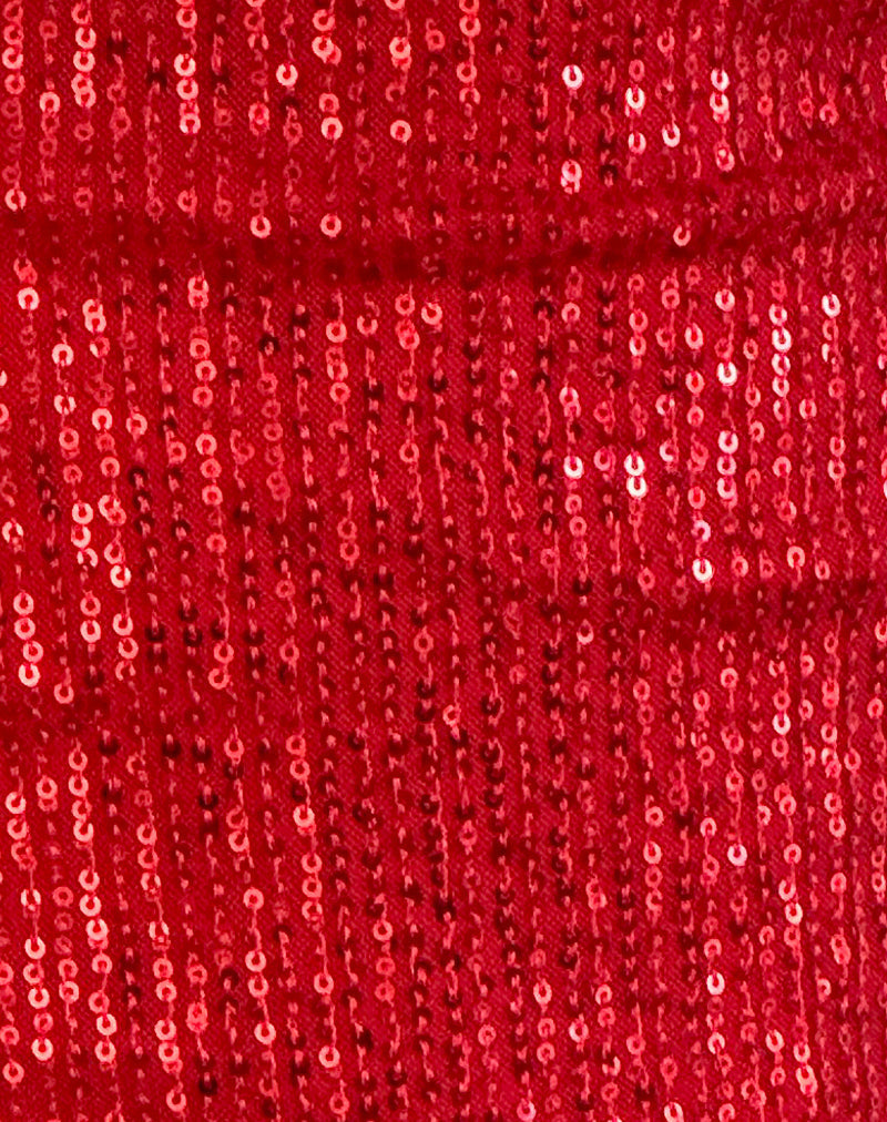 Image of Hala Vest Top in Red Drape Mini Sequin