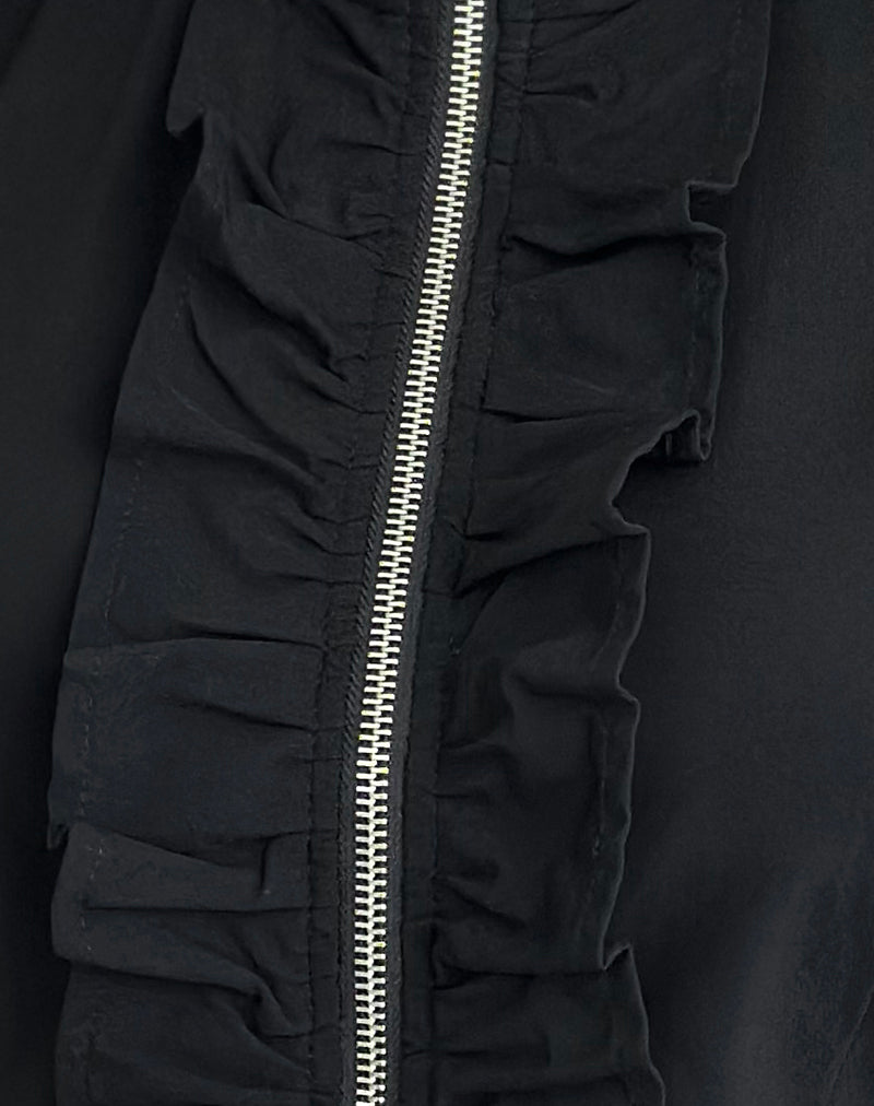 Image of Hanae Zip Frill Top in Tailoring Black