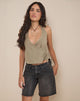 Image of Hart Tie Side Top in Linen Slate Green