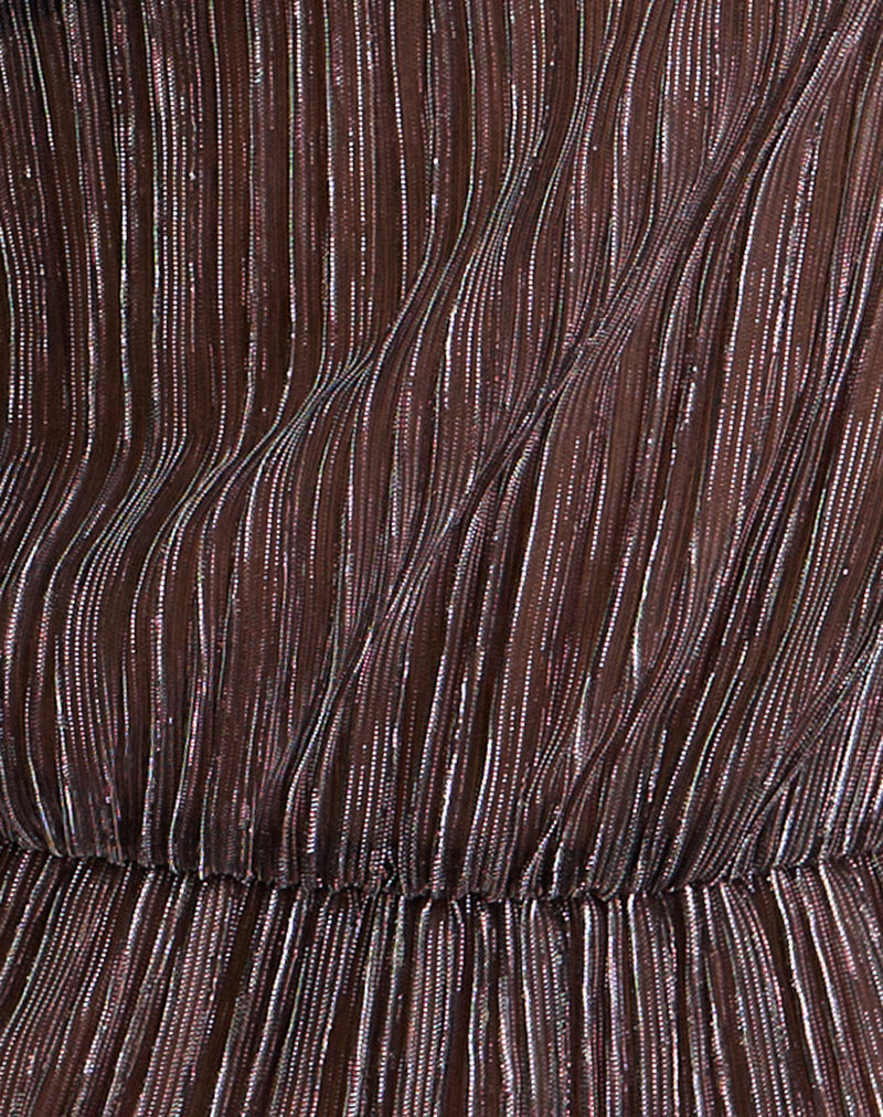 Image of Hayba Drape Top in Plisse Brown